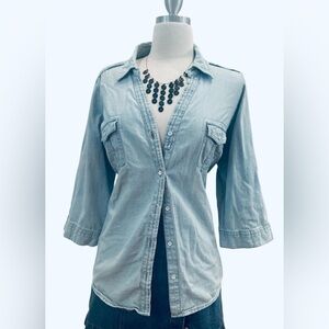 Light Blue Jean Button-Up Shirt